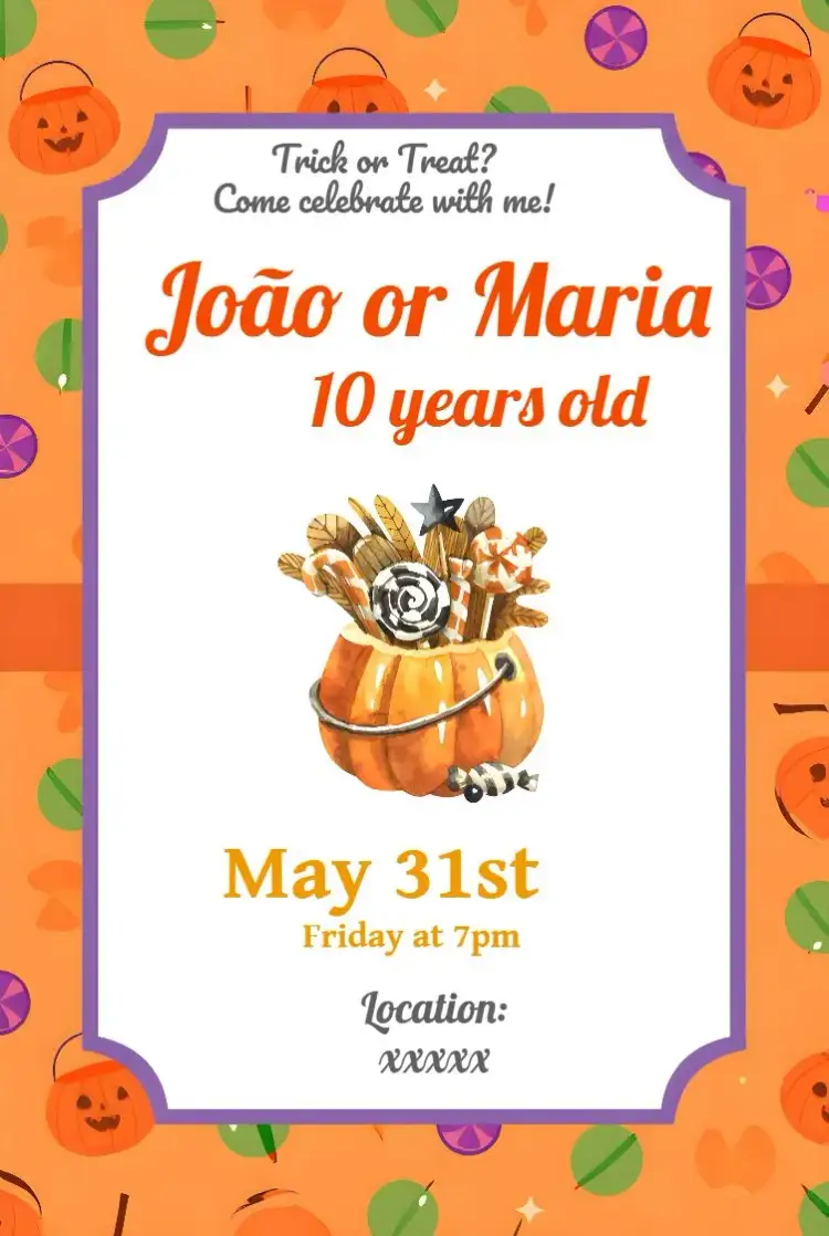Invitation Orange Halloween – Commemorative Dates theme orange, checkered, pumpkin, fun, festive, colorful