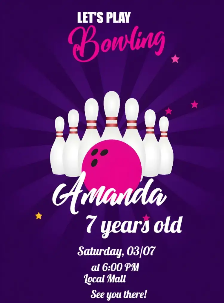 Invitation Bowling Make – Most searched for theme modern, vibrant, fun, themed, colorful