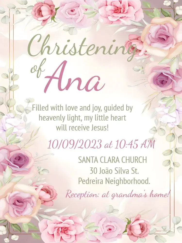 Floral Angel Baptism invitation