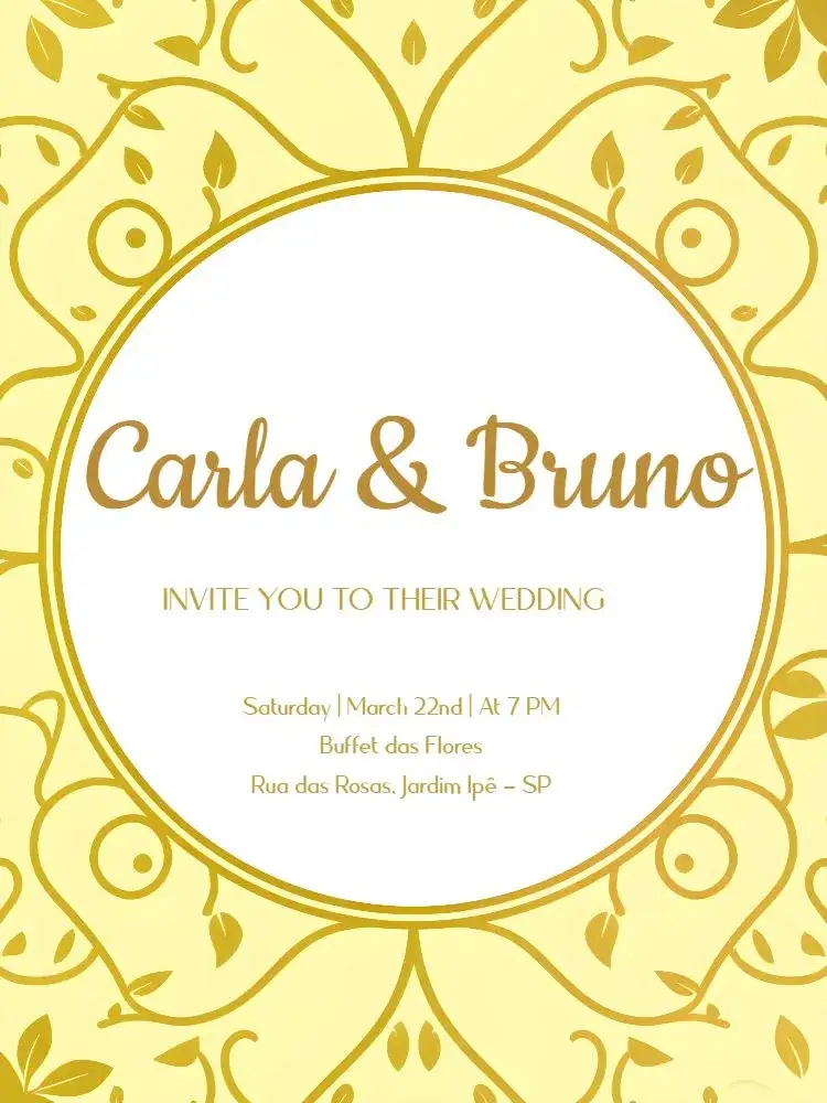Invitation Golden Arabesque Wedding – Wedding theme golden, Provencal, elegant, classic, minimalist, romantic