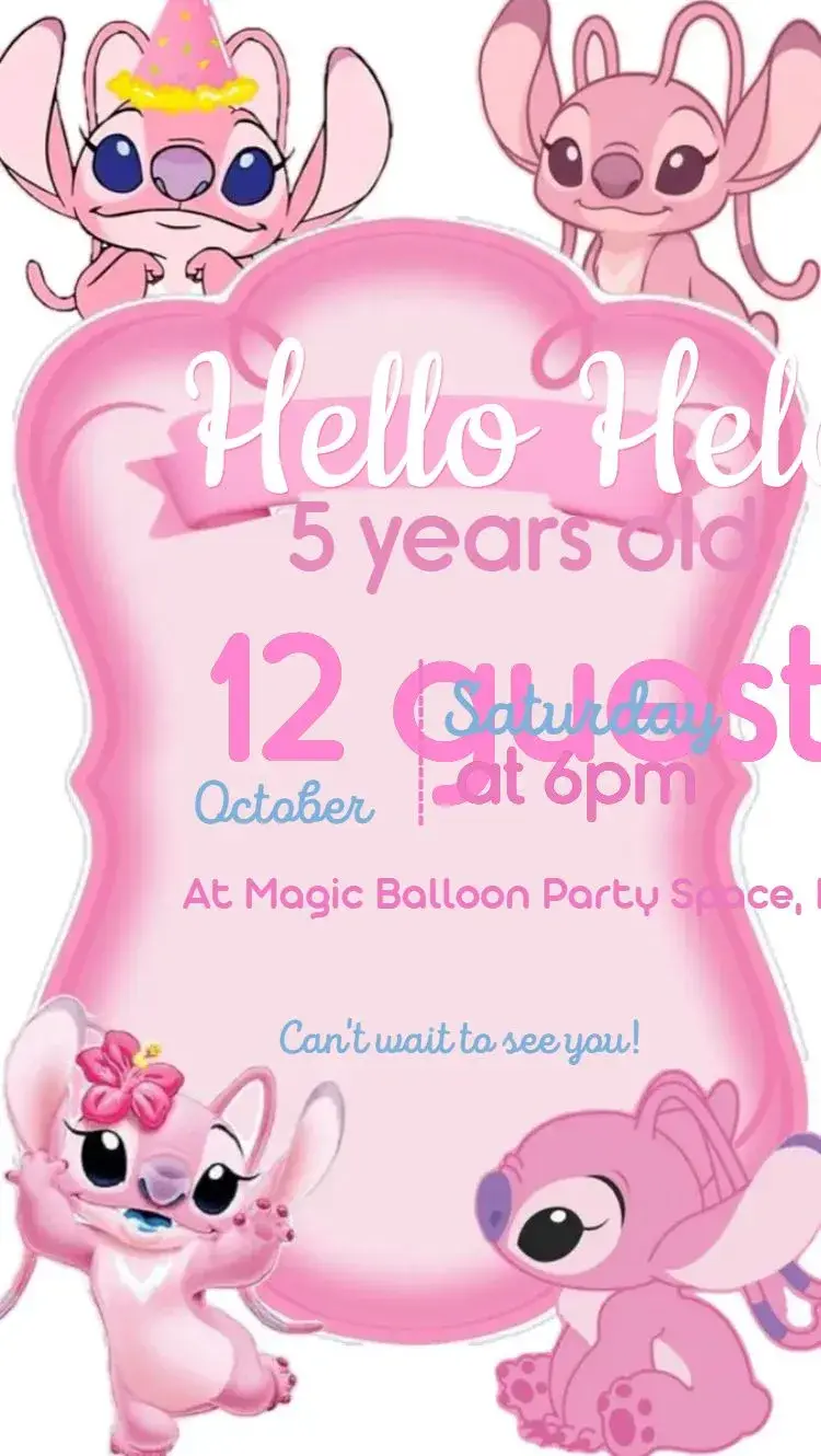 Pink Angel Stitch invitation
