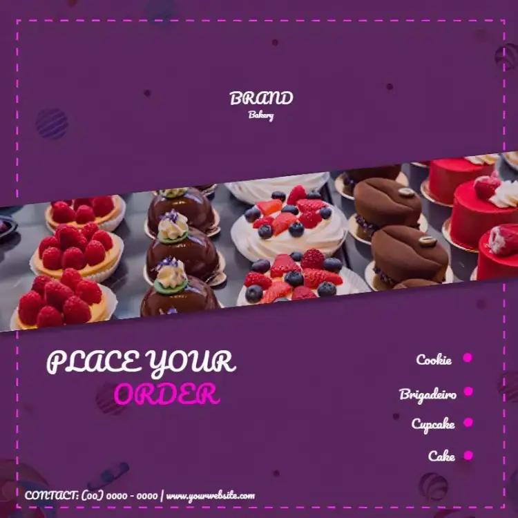 Invitation Post For Bakeries / Pastry Shops With Purple Photo – Most searched for theme modern, elegant, purple, lilac, graphics, minimalist