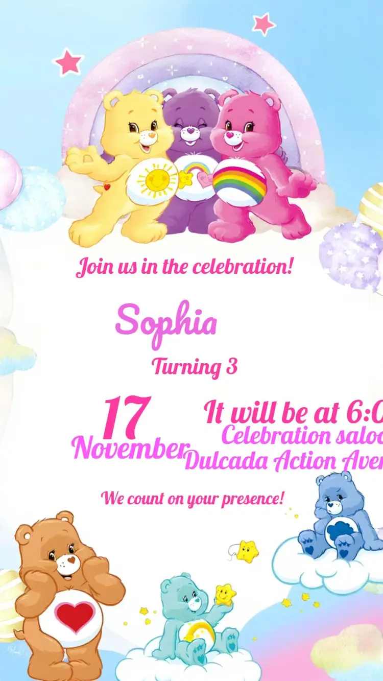 Care Bears Party invitation