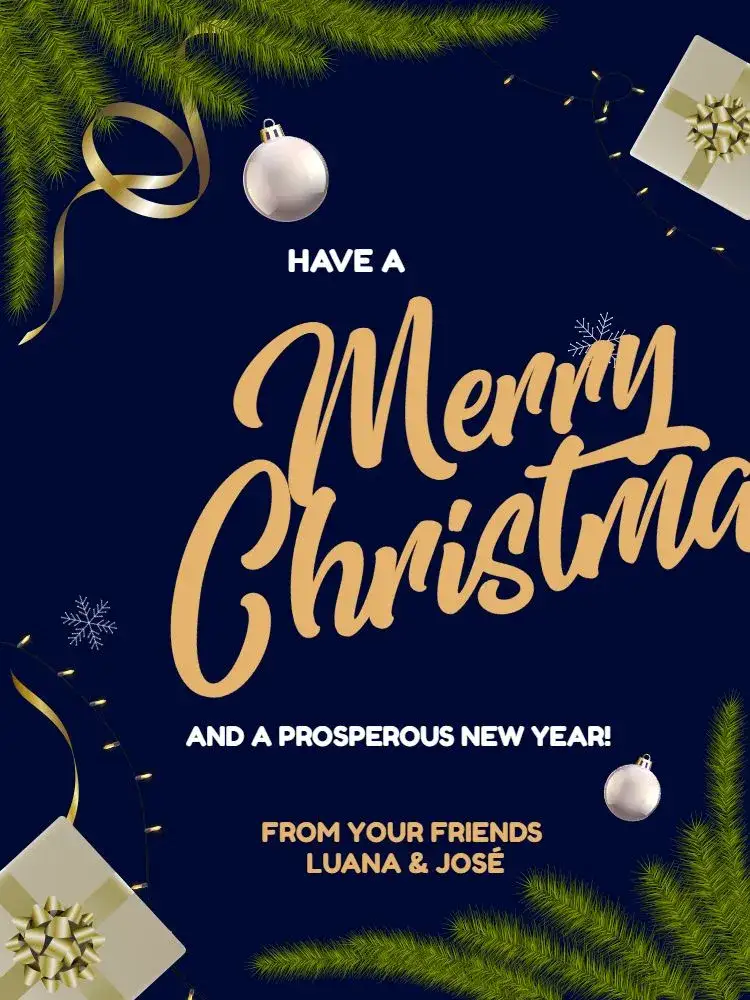 Invitation Elegant Christmas End of Year Card – Card theme elegant, golden, dark, festive, modern