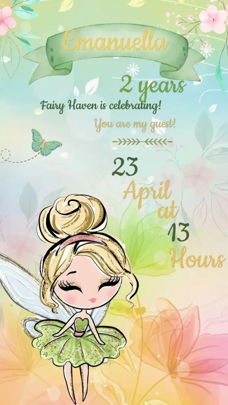 Invitation Invitation Birthday Tinker Bell – Kids' Birthday Party theme magical, enchanted, floral, colorful, childlike, fantasy