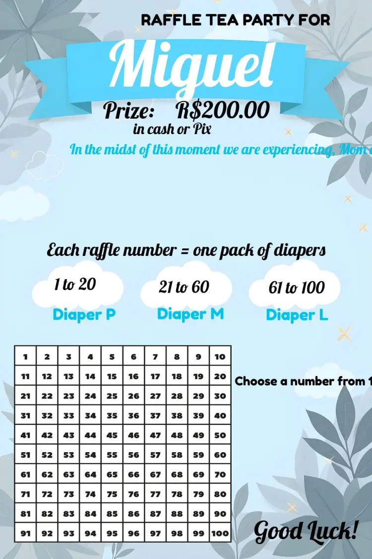 Boy Raffle Tea Banner invitation