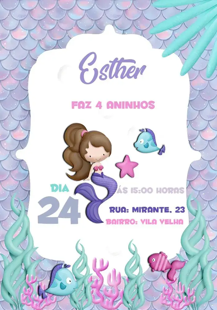 Invite Blue Mermaid editable and customizable