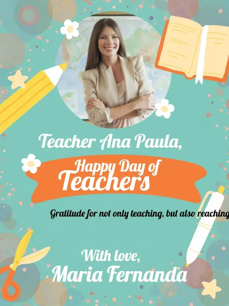 Invitation Teachers' Day Card With Photo Pen – Commemorative Dates theme educational, colorful, fun, modern, school