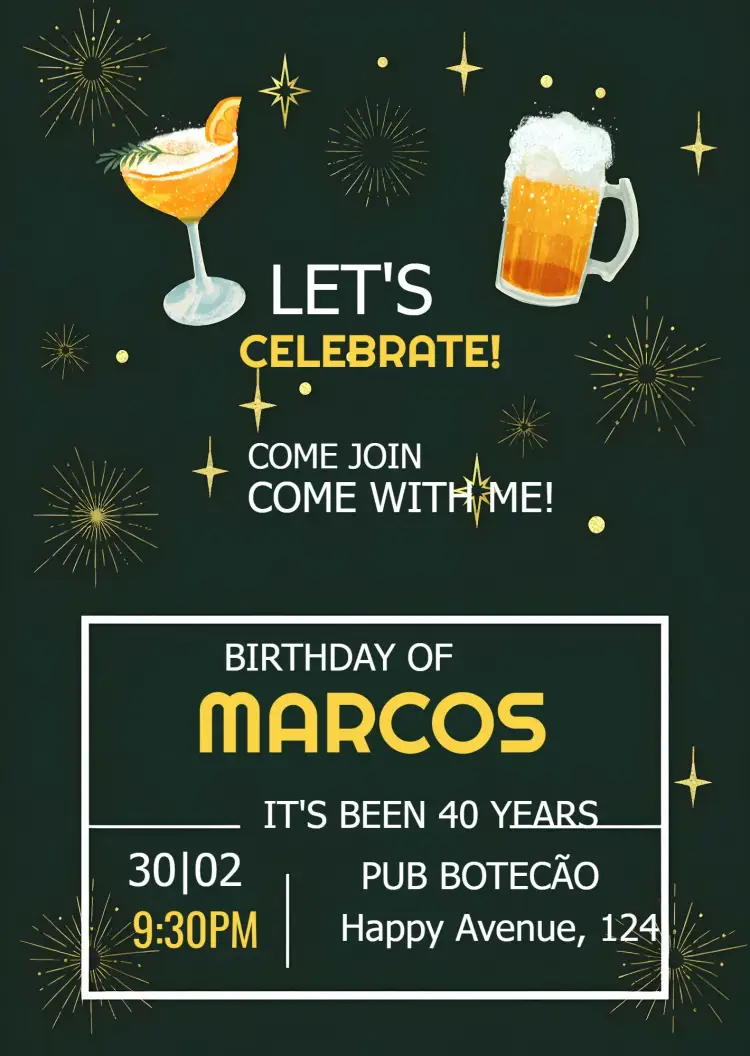 Invite Boteco Drink editable and customizable