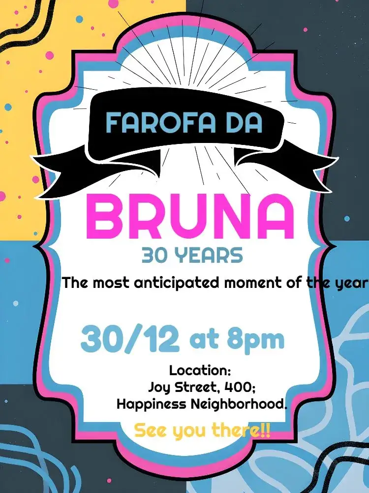 Invitation Farofa Festa – Bridal Shower theme colorful, abstract, summer, fun, modern, pool party
