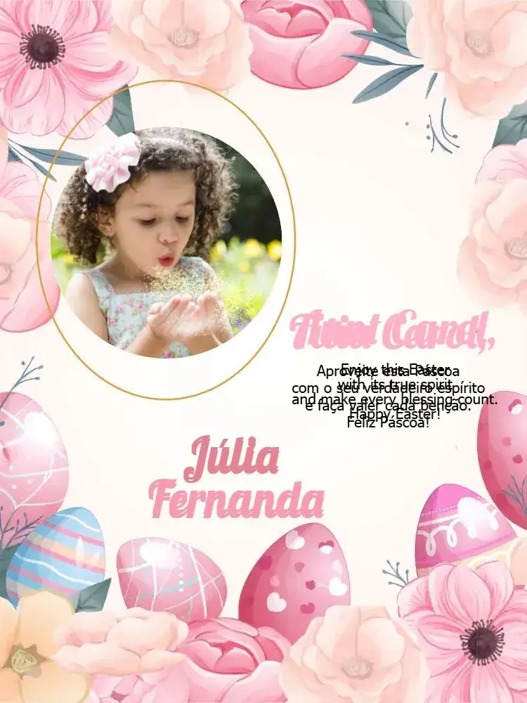 Invitation Happy Easter Card With Pink Photo – Commemorative Dates theme floral, colorful, modern, cheerful, minimalist