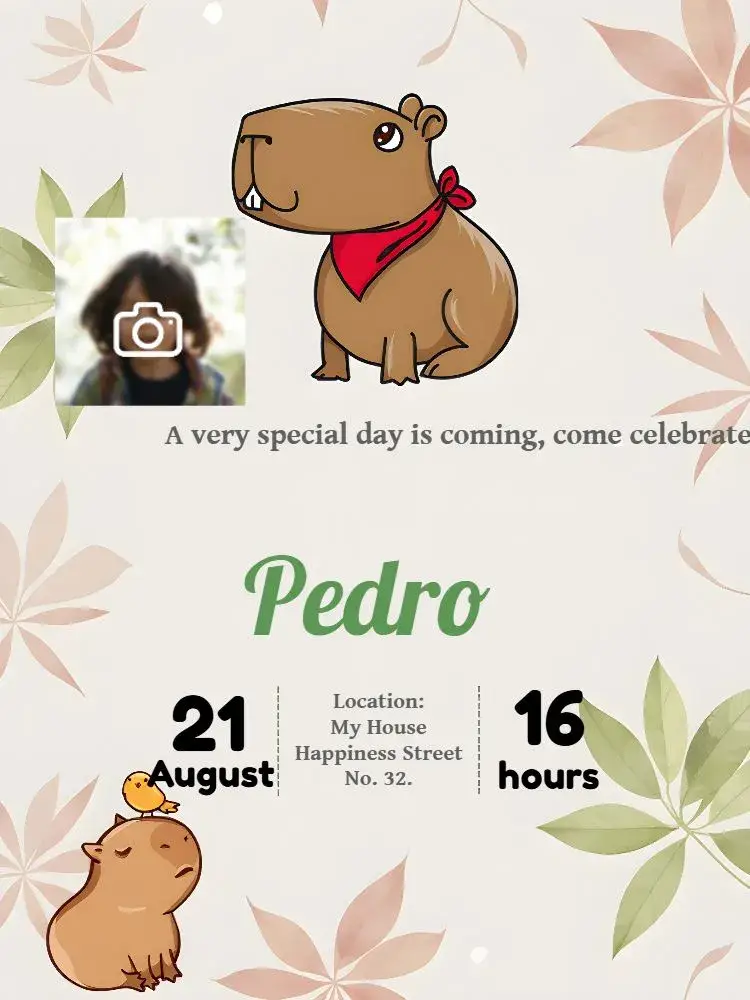 Capybara With Boy Photo invitation