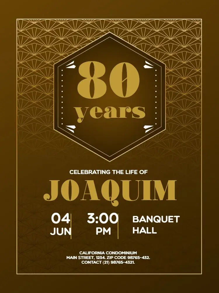 80 Years Golden Party invitation