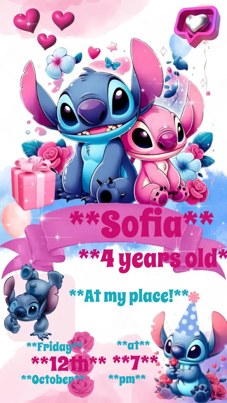 Angel and Stitch invitation