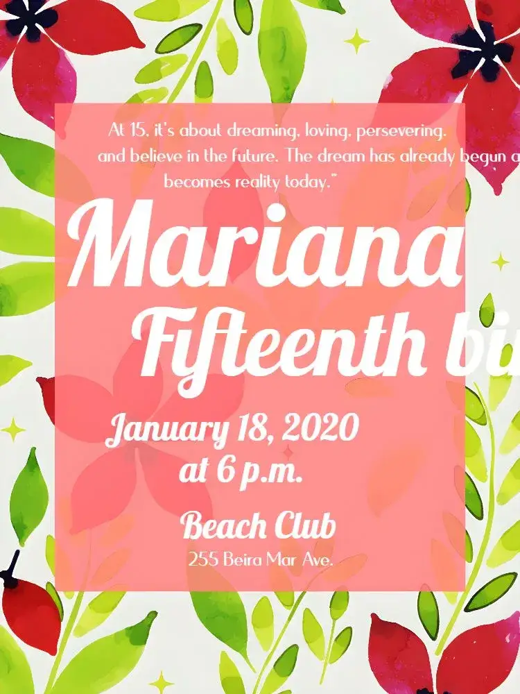 Invitation Floral Tropical Foliage 15th Birthday – Sweet 15 theme floral, tropical, watercolor, elegant, luxurious, classic