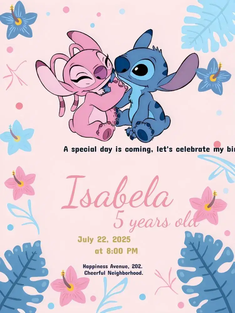Stitch And Angel Lilo invitation
