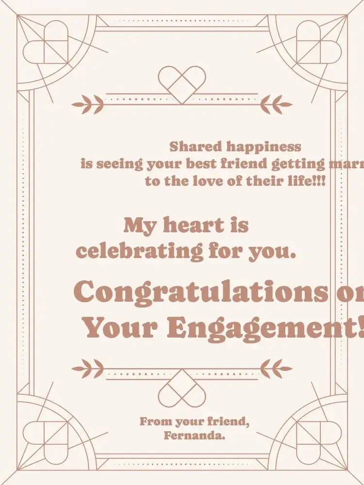 Invitation Elegant Brown Engagement Congratulations Card – Card theme elegant, brown, beige, minimalist, romantic, modern