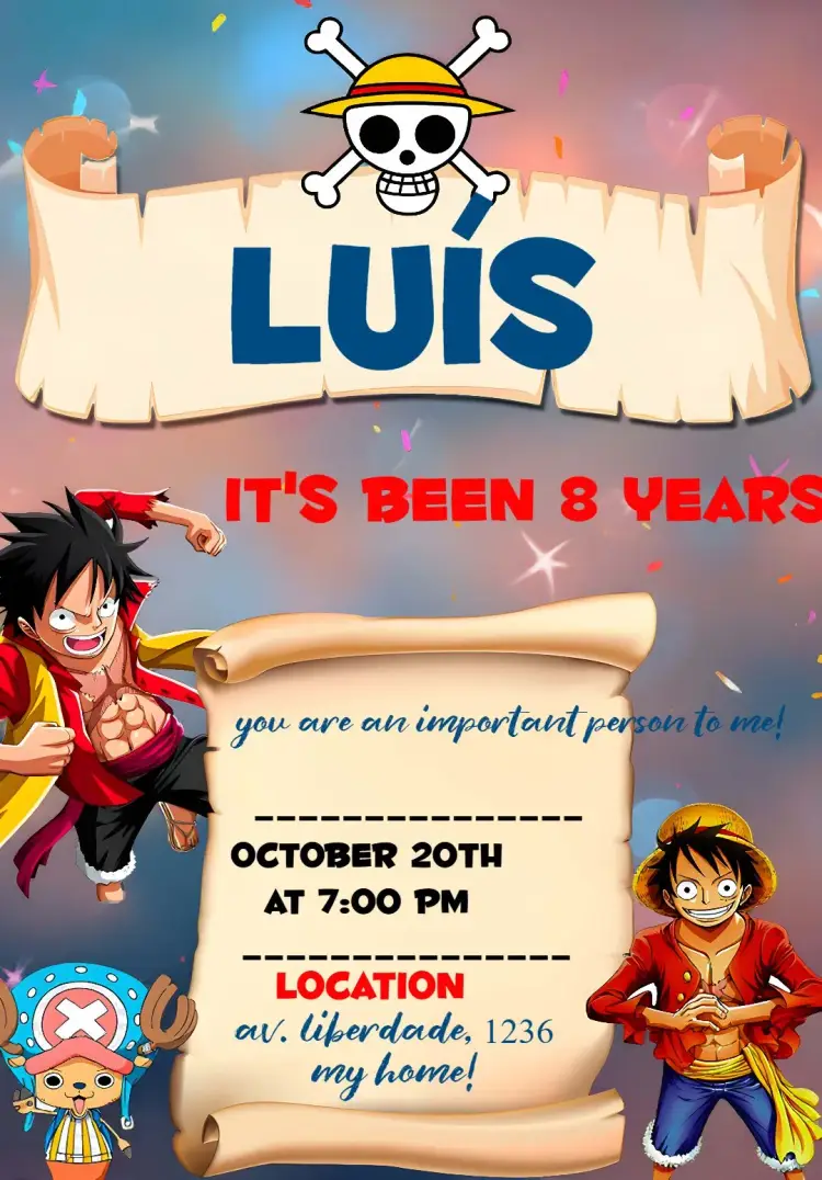 One Piece Anime invitation