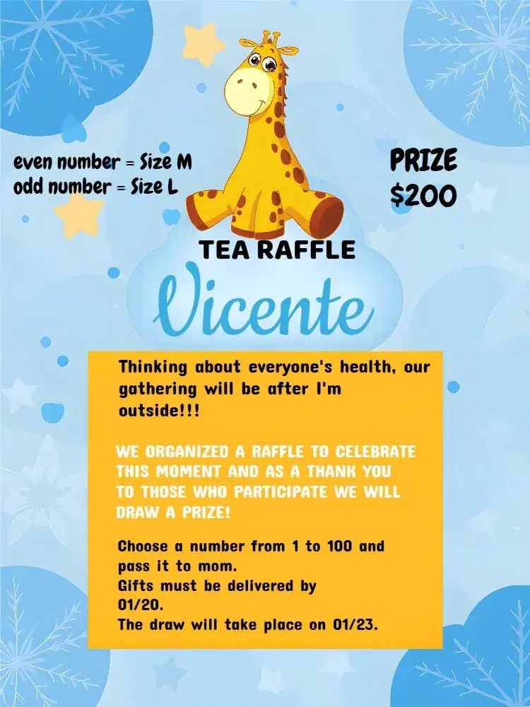 Invitation Tea Raffle Little Giraffe Stars – Raffle Tea theme children's, colorful, playful, modern, fun, themed