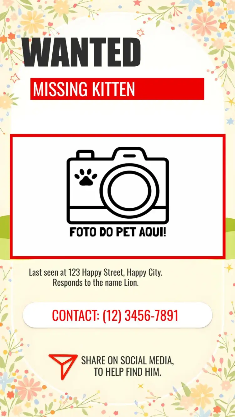 Invitation Post Missing Pet Wanted With Cat Photo – Most searched for theme colorful, illustrative, modern, fun, minimalist, informative