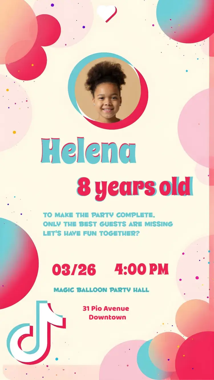 Tik Tok With Pink Photo invitation