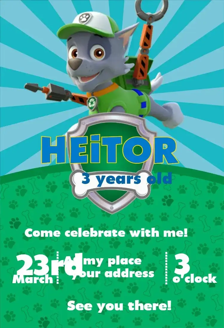 Invitation Paw Patrol 10 – Birthday theme colorful, fun, themed, lively, childlike