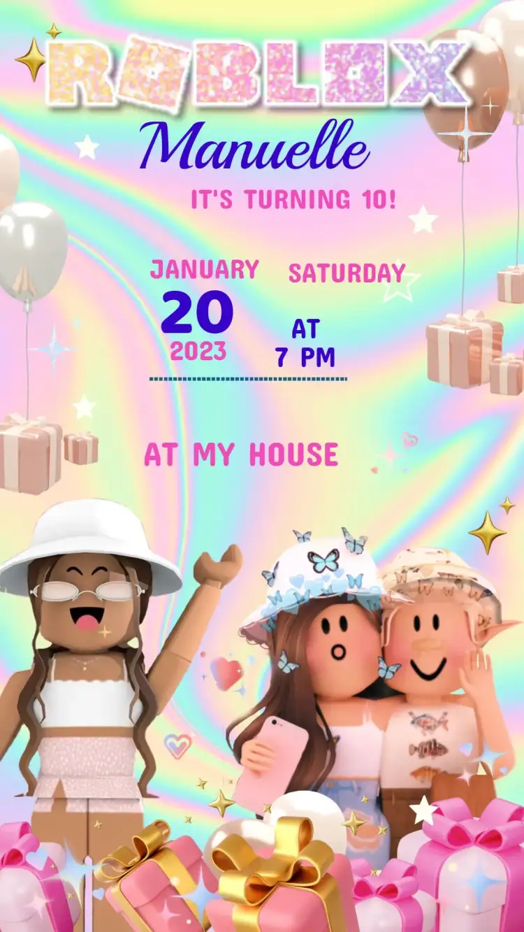 Invitation Roblox Birthday Invitation – Kids' Birthday Party theme vibrant, modern, colorful, playful, fantastic, games