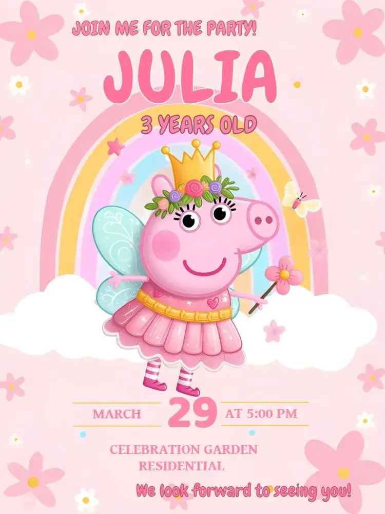 Peppa Pig Fairy Flowers invitation