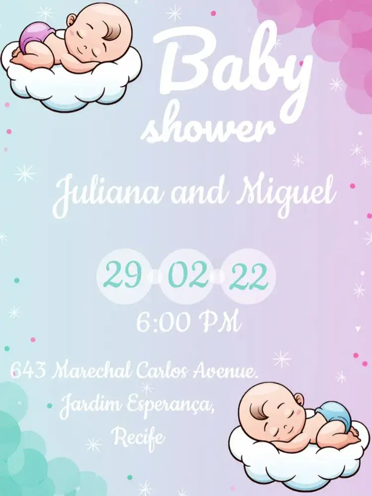 Twin Pink And Blue Diaper Shower invitation