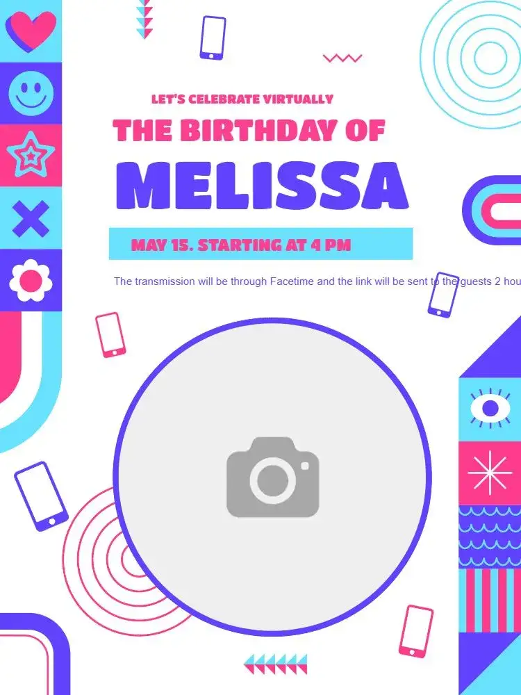 Invitation Colorful Virtual Party – Kids' Birthday Party theme colorful, playful, fun, modern, playful