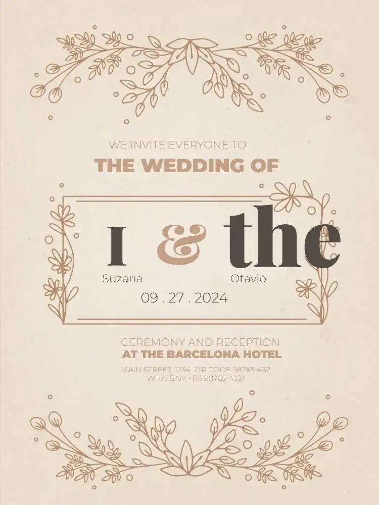 Invitation Rustic Sustainable Brown Floral Wedding – Wedding theme rustic, floral, sustainable, elegant, brown, beige
