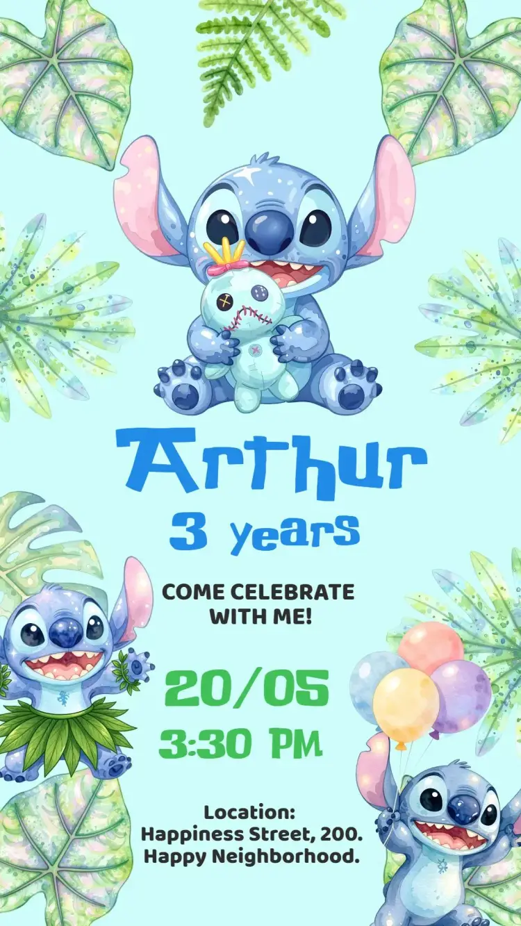Digital Watercolor Stitch Invitation