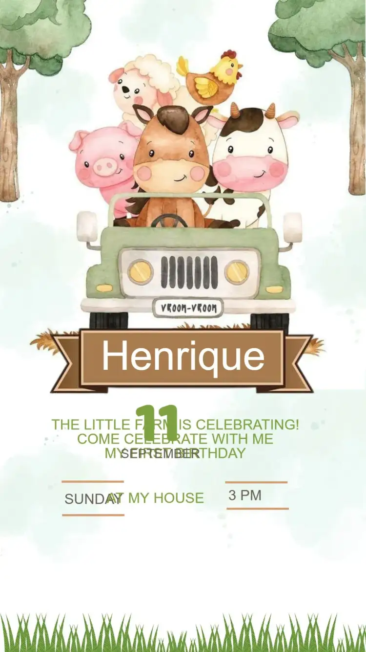 Invitation Farm Birthday Invitation – Kids' Birthday Party theme colorful, rustic, nature-themed, playful, fun