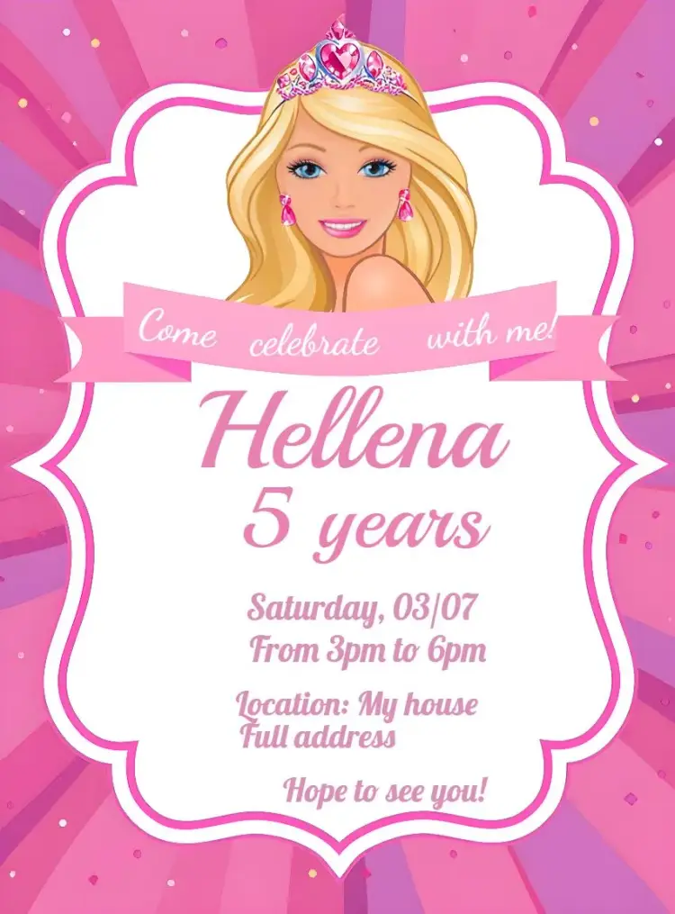 Barbie Edit invitation