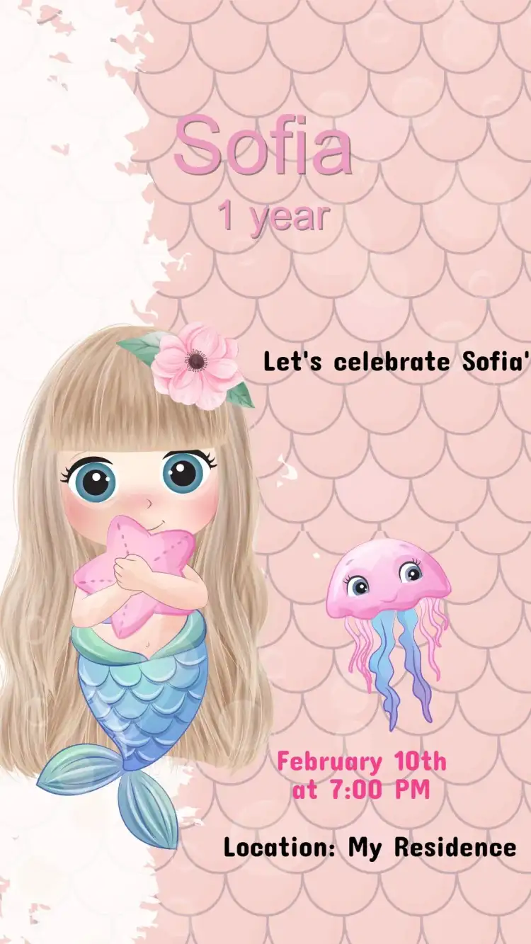 Mermaid Under the Sea Birthday Invitation
