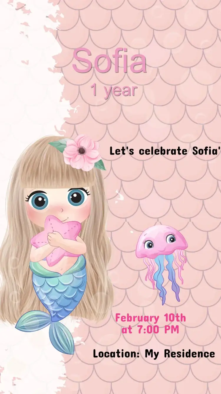 Invitation Mermaid Under the Sea Birthday Invitation – Kids' Birthday Party theme under the sea, mermaids, vibrant colors, marine elements, magical