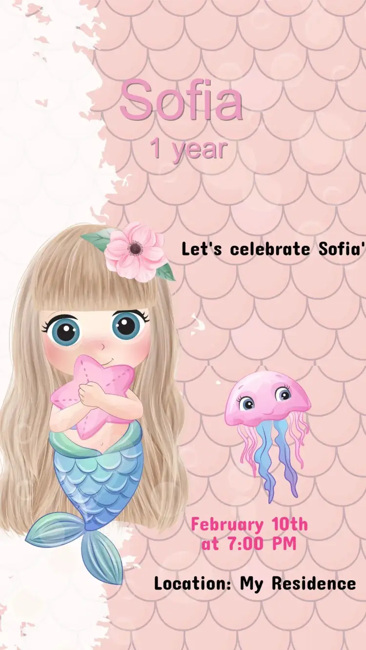 Mermaid Under the Sea Birthday Invitation