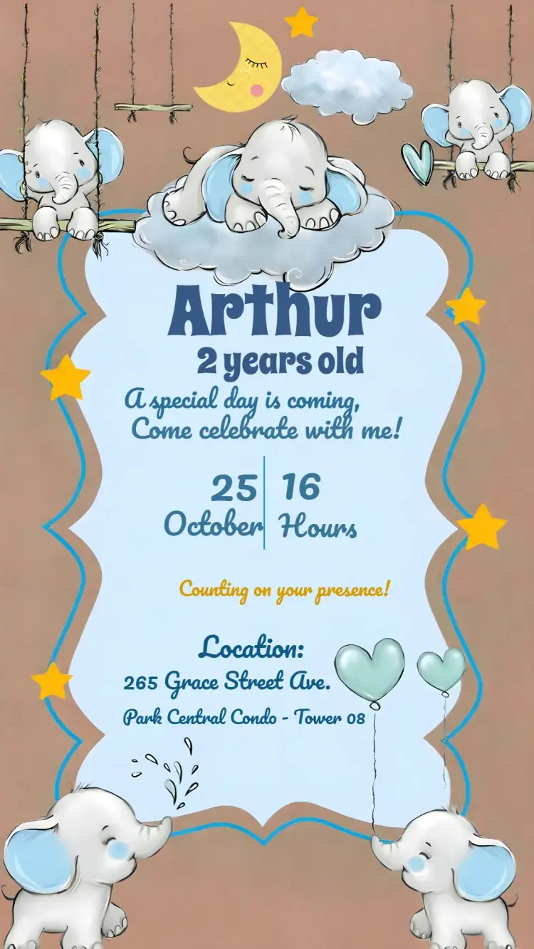 Blue Baby Elephant invitation