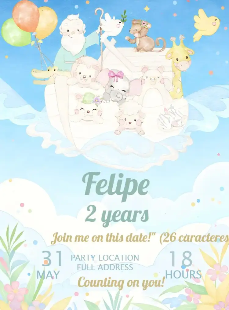 Invitation Noah's Ark Dolphin – Most searched for theme colorful, playful, animal, themed, fun