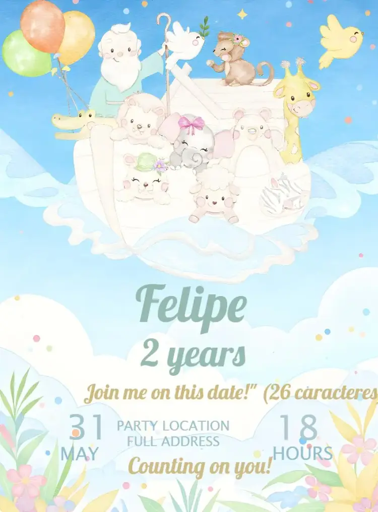 Noah's Ark Dolphin invitation