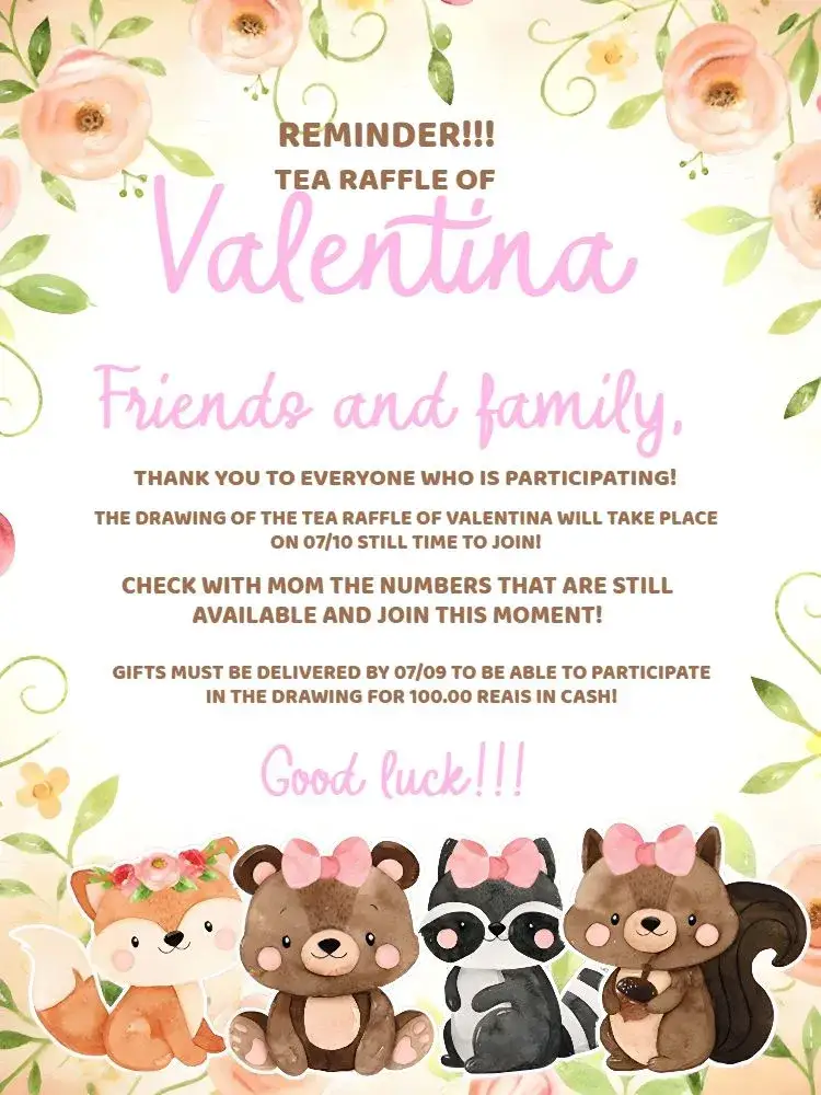 Invitation Enchanted Forest Pink Raffle Tea – Raffle Tea theme floral, playful, delicate, pastel, nature-themed, childlike