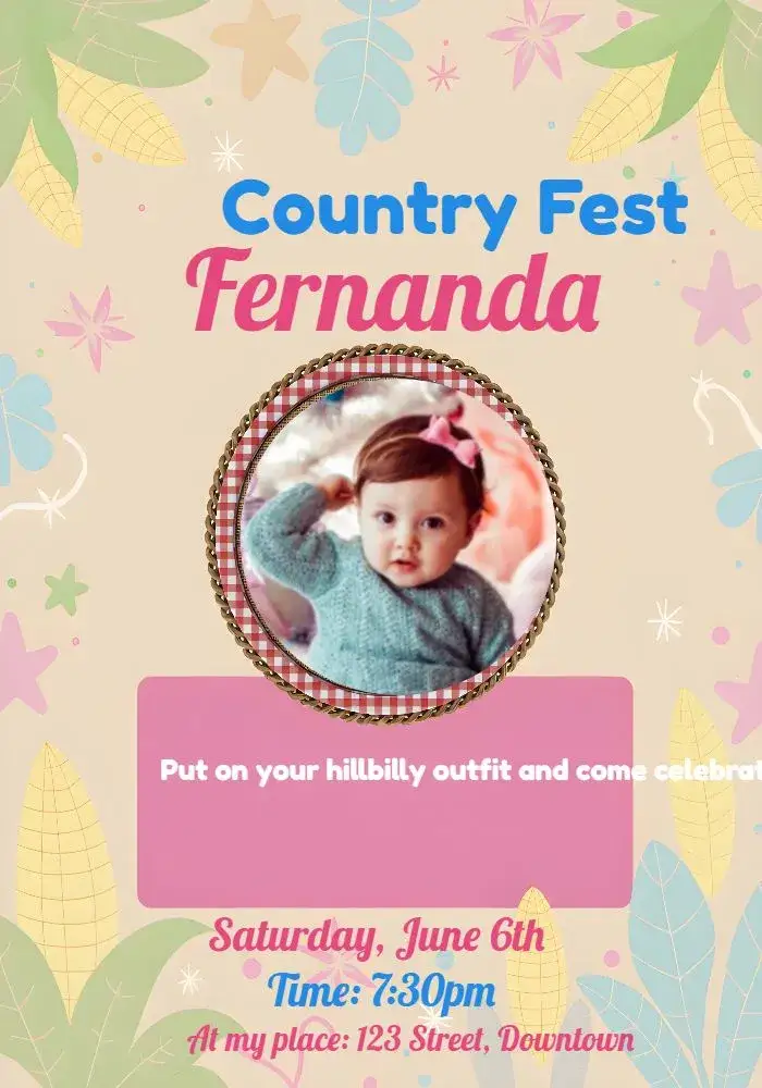 Invitation Arraial Festa Junina With Corn Photo – Commemorative Dates theme colorful, traditional, fun, rustic, childish, festive