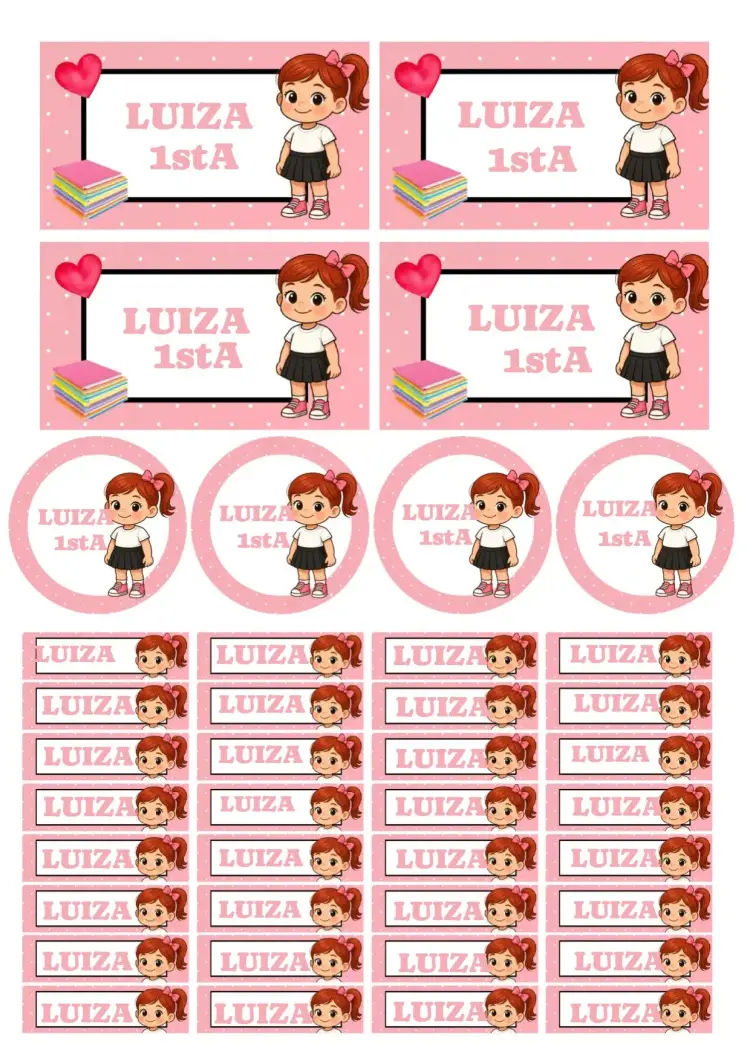 School Label Girl Student Mascot invitation