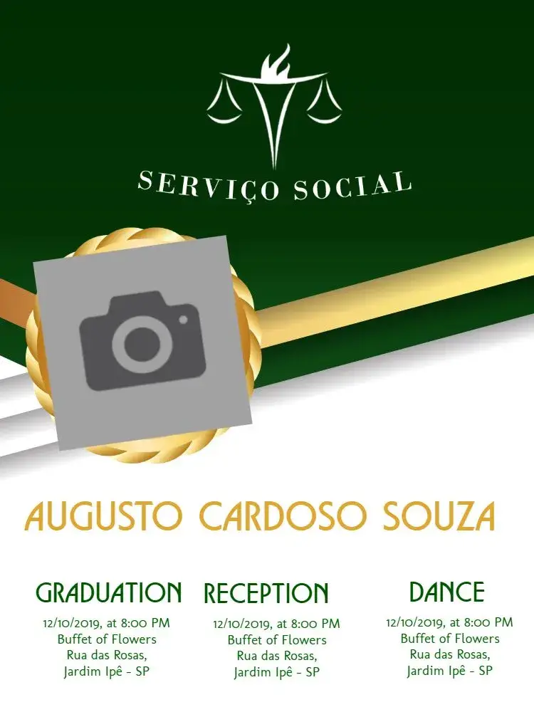 Graduation Social Service With Green Photo invitation