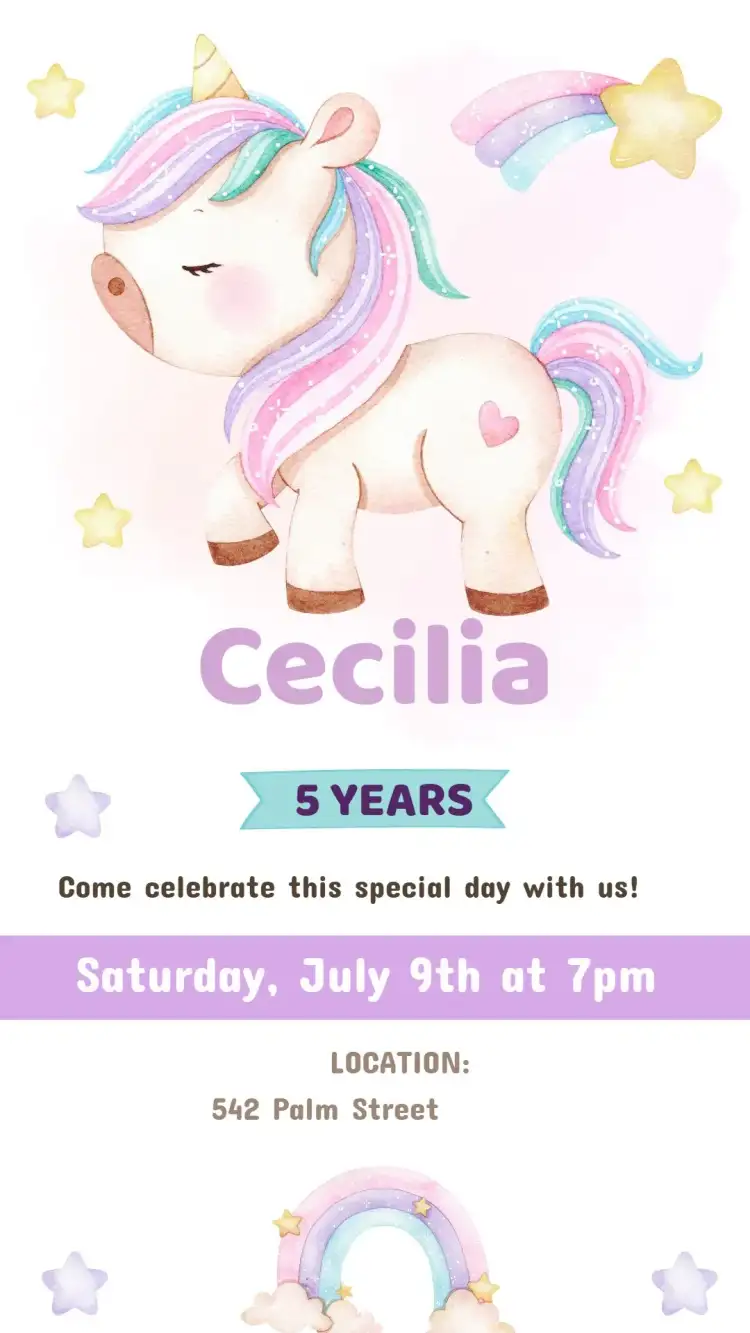 Unicorn Birthday Invitation