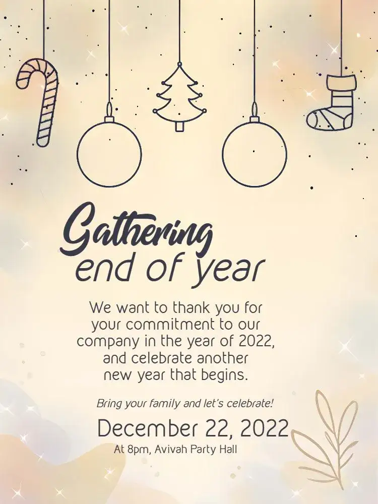Invitation Blue Company Christmas Party – Commemorative Dates theme modern, elegant, golden, Christmas-themed, minimalist