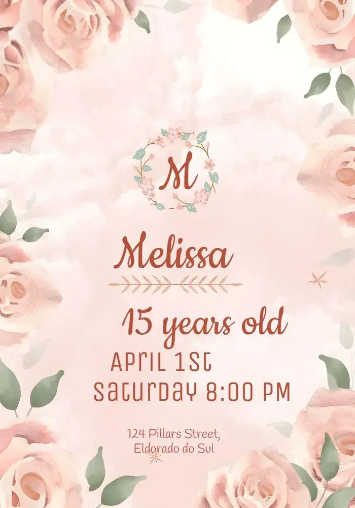 15th Birthday Floral Flowers invitation
