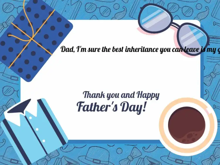 Invitation Blue Father's Day Card – Commemorative Dates theme modern, colorful, fun, illustrations, family-friendly