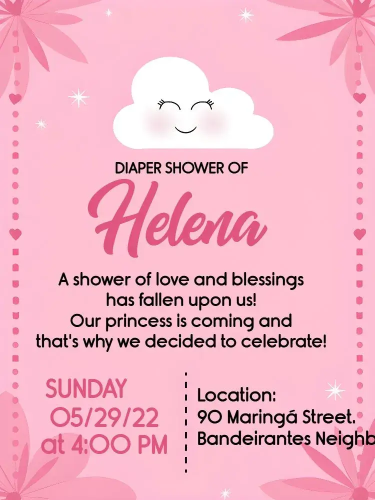 Baby Shower Rain of Love Pink invitation