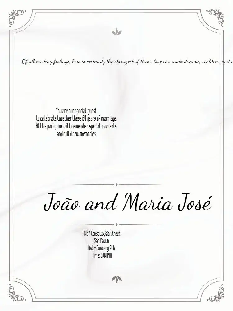 Invitation Diamond Arabesque Anniversary – Wedding theme elegant, classic, arabesque, white, marble